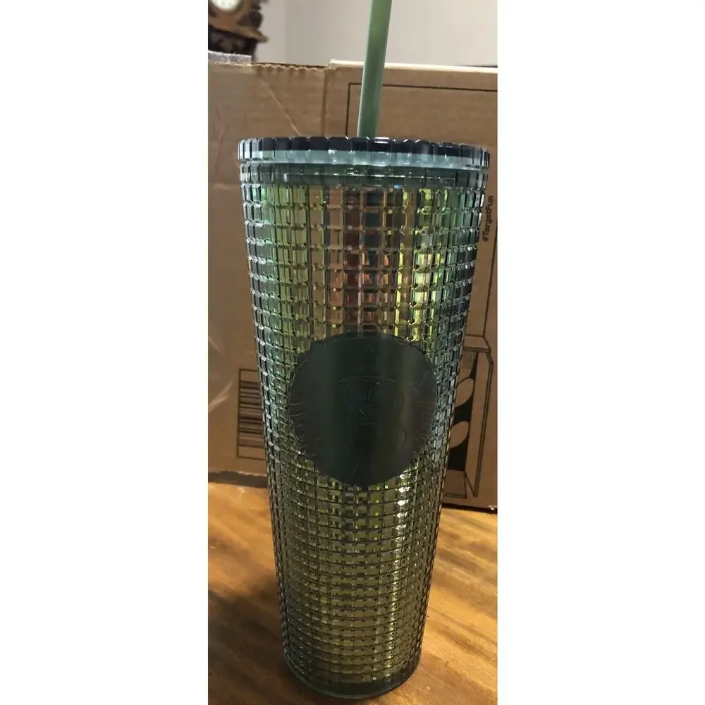 Starbucks 24oz 2022 Fall Green Iridescent Venti Cold Cup Tumbler Logo NEW